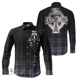 ScotsTee Shop Scottish Napier Clan Crest Tartan Alba Gu Brath Celtic Inspired Tartan Long Sleeve Shirt