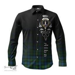 ScotsTee Shop Scottish McCoy Clan Crest Tartan Alba Gu Brath Celtic Inspired Tartan Long Sleeve Shirt