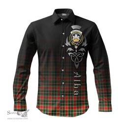 ScotsTee Shop Scottish MacLachlan Hunting Modern Clan Crest Tartan Alba Gu Brath Celtic Inspired Tartan Long Sleeve Shirt