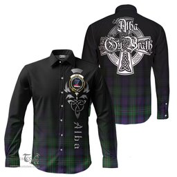 ScotsTee Shop Scottish Rose Hunting Clan Crest Tartan Alba Gu Brath Celtic Inspired Tartan Long Sleeve Shirt