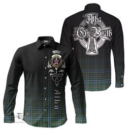 ScotsTee Shop Scottish Ogilvie (Ogilvy) Hunting Ancient Clan Crest Tartan Alba Gu Brath Celtic Inspired Tartan Long Sleeve Shirt