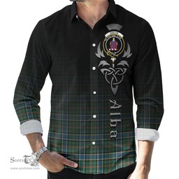 ScotsTee Shop Scottish Ogilvie (Ogilvy) Hunting Ancient Clan Crest Tartan Alba Gu Brath Celtic Inspired Tartan Long Sleeve Shirt