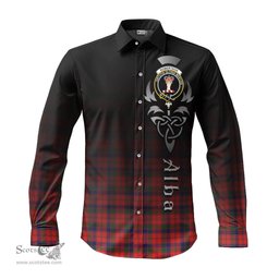 ScotsTee Shop Scottish Robertson Modern Clan Crest Tartan Alba Gu Brath Celtic Inspired Tartan Long Sleeve Shirt