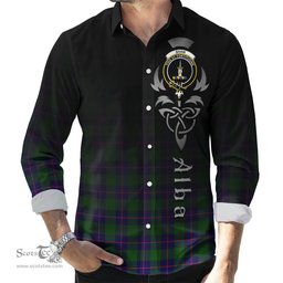 ScotsTee Shop Scottish Shaw Modern Clan Crest Tartan Alba Gu Brath Celtic Inspired Tartan Long Sleeve Shirt