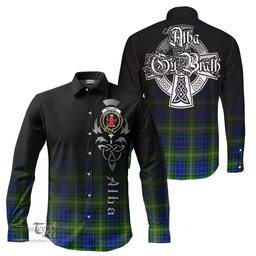 ScotsTee Shop Scottish Maitland Clan Crest Tartan Alba Gu Brath Celtic Inspired Tartan Long Sleeve Shirt