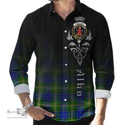 ScotsTee Shop Scottish Maitland Clan Crest Tartan Alba Gu Brath Celtic Inspired Tartan Long Sleeve Shirt