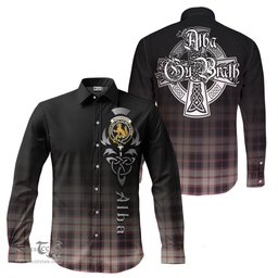 ScotsTee Shop Scottish MacPherson Hunting Ancient Clan Crest Tartan Alba Gu Brath Celtic Inspired Tartan Long Sleeve Shirt