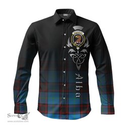 ScotsTee Shop Scottish Wedderburn Clan Crest Tartan Alba Gu Brath Celtic Inspired Tartan Long Sleeve Shirt