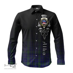 ScotsTee Shop Scottish Weir Clan Crest Tartan Alba Gu Brath Celtic Inspired Tartan Long Sleeve Shirt