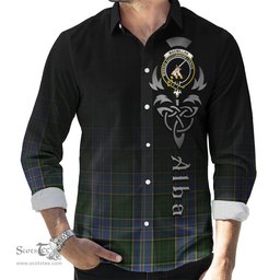 ScotsTee Shop Scottish MacMillan Hunting Clan Crest Tartan Alba Gu Brath Celtic Inspired Tartan Long Sleeve Shirt