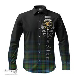 ScotsTee Shop Scottish Newlands of Lauriston Clan Crest Tartan Alba Gu Brath Celtic Inspired Tartan Long Sleeve Shirt