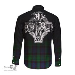ScotsTee Shop Scottish Stewart Old Modern Clan Crest Tartan Alba Gu Brath Celtic Inspired Tartan Long Sleeve Shirt