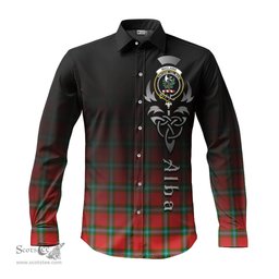 ScotsTee Shop Scottish MacLaine of Loch Buie Clan Crest Tartan Alba Gu Brath Celtic Inspired Tartan Long Sleeve Shirt