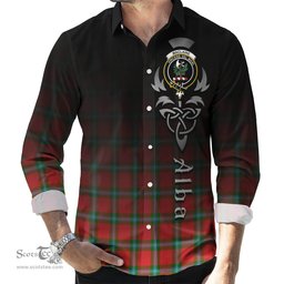 ScotsTee Shop Scottish MacLaine of Loch Buie Clan Crest Tartan Alba Gu Brath Celtic Inspired Tartan Long Sleeve Shirt