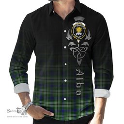 ScotsTee Shop Scottish Purves Clan Crest Tartan Alba Gu Brath Celtic Inspired Tartan Long Sleeve Shirt