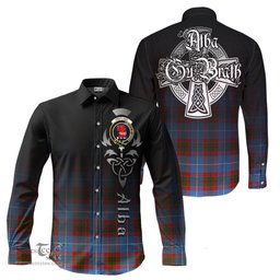 ScotsTee Shop Scottish Pentland Clan Crest Tartan Alba Gu Brath Celtic Inspired Tartan Long Sleeve Shirt