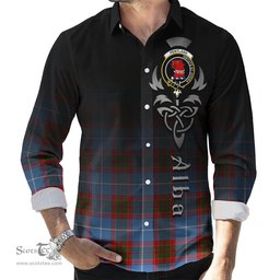 ScotsTee Shop Scottish Pentland Clan Crest Tartan Alba Gu Brath Celtic Inspired Tartan Long Sleeve Shirt