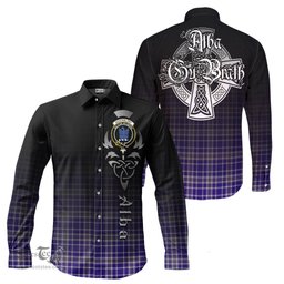 ScotsTee Shop Scottish Ochterlony Clan Crest Tartan Alba Gu Brath Celtic Inspired Tartan Long Sleeve Shirt