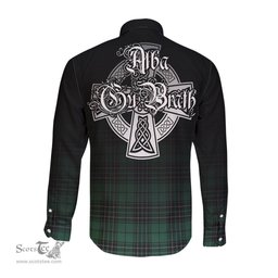 ScotsTee Shop Scottish MacLean Hunting Ancient Clan Crest Tartan Alba Gu Brath Celtic Inspired Tartan Long Sleeve Shirt