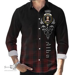 ScotsTee Shop Scottish Menzies Hunting Clan Crest Tartan Alba Gu Brath Celtic Inspired Tartan Long Sleeve Shirt