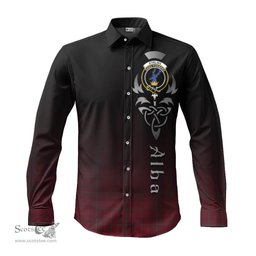 ScotsTee Shop Scottish Stirling of Keir Clan Crest Tartan Alba Gu Brath Celtic Inspired Tartan Long Sleeve Shirt