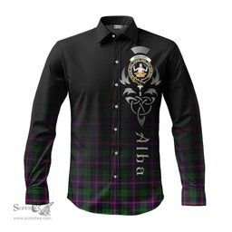 ScotsTee Shop Scottish Urquhart Modern Clan Crest Tartan Alba Gu Brath Celtic Inspired Tartan Long Sleeve Shirt