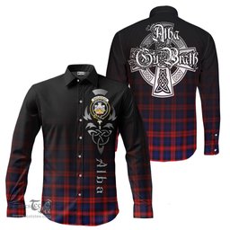 ScotsTee Shop Scottish MacLachlan Modern Clan Crest Tartan Alba Gu Brath Celtic Inspired Tartan Long Sleeve Shirt