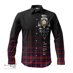 ScotsTee Shop Scottish MacLachlan Modern Clan Crest Tartan Alba Gu Brath Celtic Inspired Tartan Long Sleeve Shirt