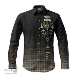 ScotsTee Shop Scottish Thomson Camel Clan Crest Tartan Alba Gu Brath Celtic Inspired Tartan Long Sleeve Shirt