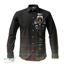ScotsTee Shop Scottish Shaw Green Modern Clan Crest Tartan Alba Gu Brath Celtic Inspired Tartan Long Sleeve Shirt
