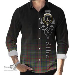ScotsTee Shop Scottish Shaw Green Modern Clan Crest Tartan Alba Gu Brath Celtic Inspired Tartan Long Sleeve Shirt
