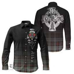 ScotsTee Shop Scottish MacLeod of Harris Weathered Clan Crest Tartan Alba Gu Brath Celtic Inspired Tartan Long Sleeve Shirt