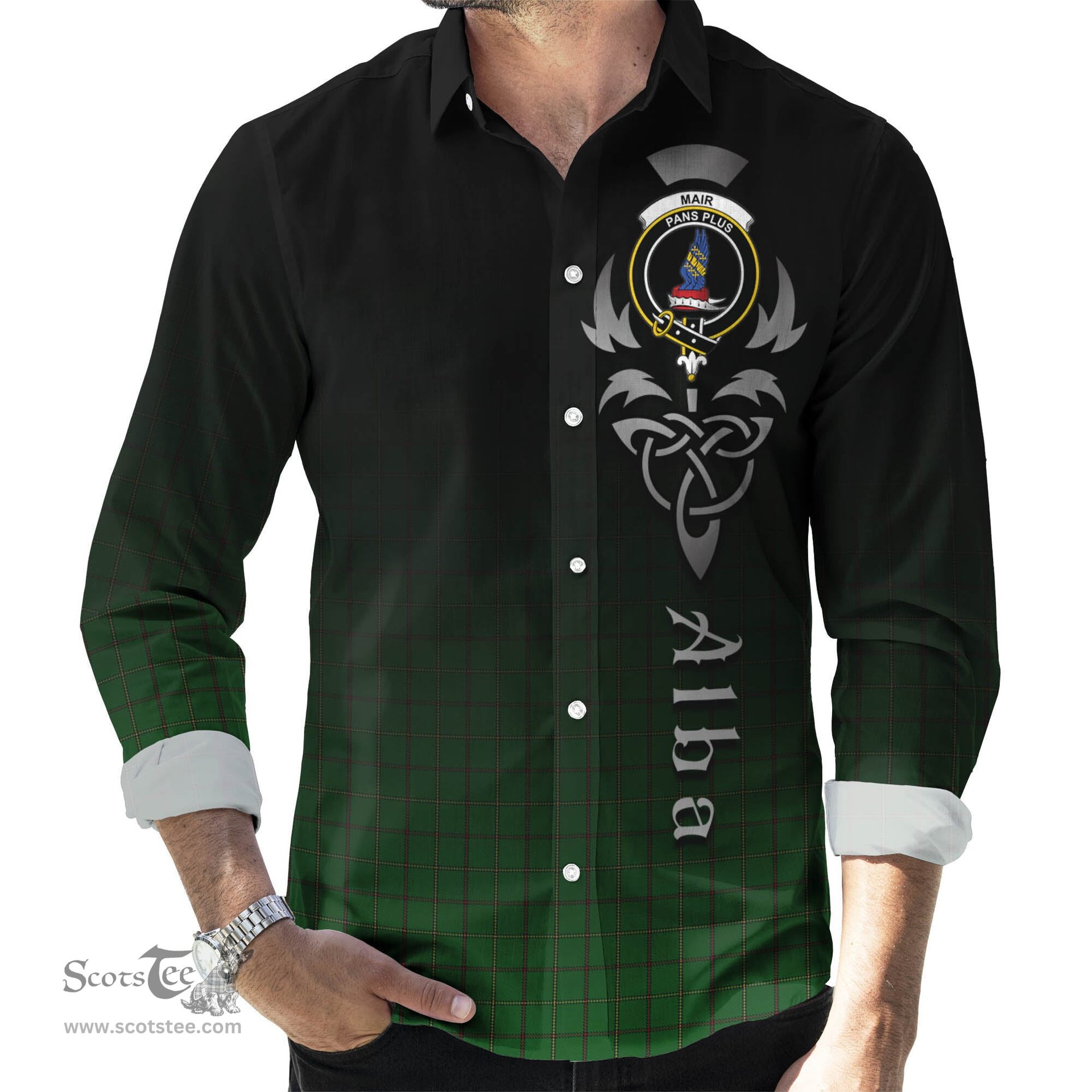 ScotsTee Shop Scottish Mar Tribe Clan Crest Tartan Alba Gu Brath Celtic Inspired Tartan Long Sleeve Shirt