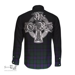 ScotsTee Shop Scottish Sinclair Hunting Modern Clan Crest Tartan Alba Gu Brath Celtic Inspired Tartan Long Sleeve Shirt