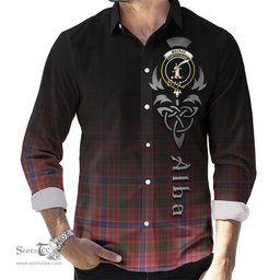 ScotsTee Shop Scottish MacRae Ancient Clan Crest Tartan Alba Gu Brath Celtic Inspired Tartan Long Sleeve Shirt