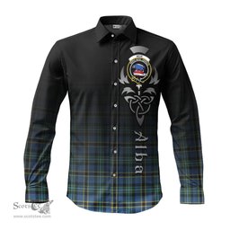 ScotsTee Shop Scottish Weir Ancient Clan Crest Tartan Alba Gu Brath Celtic Inspired Tartan Long Sleeve Shirt