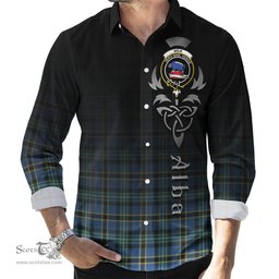 ScotsTee Shop Scottish Weir Ancient Clan Crest Tartan Alba Gu Brath Celtic Inspired Tartan Long Sleeve Shirt