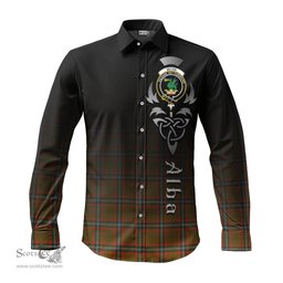 ScotsTee Shop Scottish Seton Hunting Modern Clan Crest Tartan Alba Gu Brath Celtic Inspired Tartan Long Sleeve Shirt