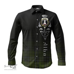 ScotsTee Shop Scottish MacLean Hunting Clan Crest Tartan Alba Gu Brath Celtic Inspired Tartan Long Sleeve Shirt
