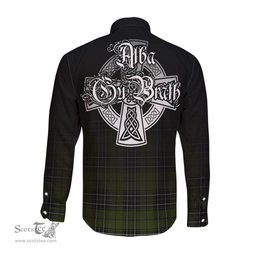 ScotsTee Shop Scottish MacLean Hunting Clan Crest Tartan Alba Gu Brath Celtic Inspired Tartan Long Sleeve Shirt