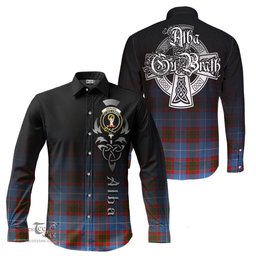 ScotsTee Shop Scottish Skirving Clan Crest Tartan Alba Gu Brath Celtic Inspired Tartan Long Sleeve Shirt