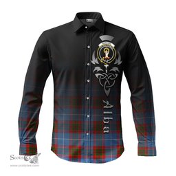 ScotsTee Shop Scottish Skirving Clan Crest Tartan Alba Gu Brath Celtic Inspired Tartan Long Sleeve Shirt