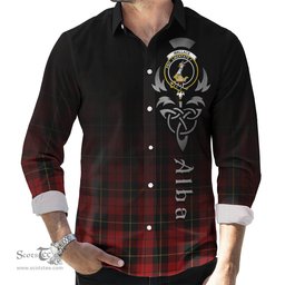 ScotsTee Shop Scottish Wallace Clan Crest Tartan Alba Gu Brath Celtic Inspired Tartan Long Sleeve Shirt