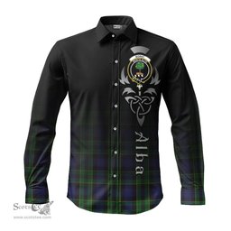 ScotsTee Shop Scottish Mowat Clan Crest Tartan Alba Gu Brath Celtic Inspired Tartan Long Sleeve Shirt