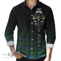 ScotsTee Shop Scottish Stirling Clan Crest Tartan Alba Gu Brath Celtic Inspired Tartan Long Sleeve Shirt