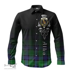 ScotsTee Shop Scottish Monteith Clan Crest Tartan Alba Gu Brath Celtic Inspired Tartan Long Sleeve Shirt