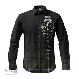 ScotsTee Shop Scottish MacRae Hunting Clan Crest Tartan Alba Gu Brath Celtic Inspired Tartan Long Sleeve Shirt