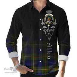 ScotsTee Shop Scottish Muir Clan Crest Tartan Alba Gu Brath Celtic Inspired Tartan Long Sleeve Shirt