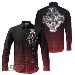 ScotsTee Shop Scottish MacRae Modern Clan Crest Tartan Alba Gu Brath Celtic Inspired Tartan Long Sleeve Shirt