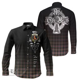 ScotsTee Shop Scottish Sutherland Weathered Clan Crest Tartan Alba Gu Brath Celtic Inspired Tartan Long Sleeve Shirt